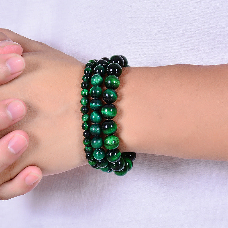 Pulsera de cuentas hechas a mano de tigre verde natural al por mayor